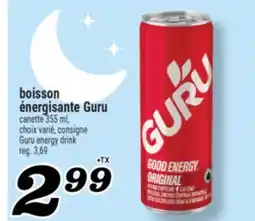 Marché Richelieu BOISSON ÉNERGISANTE GURU | GURU ENERGY DRINK offer
