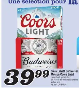 Marché Richelieu BIÈRE LABATT BUDWEISER, MOLSON COORS LIGHT | MOLSON BEER offer