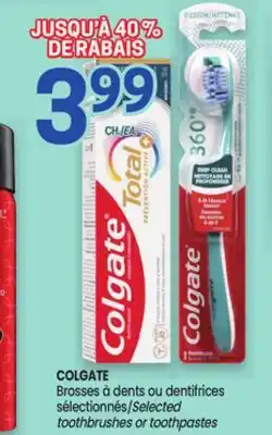 Uniprix COLGATE Brosses à dents ou dentifrices sélectionnés/Selected toothbrushes or toothpastes offer