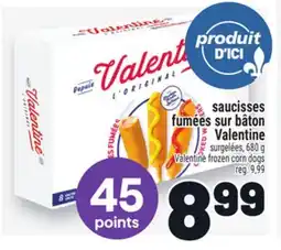 Metro SAUCISSES FUMÉES SUR BÂTON VALENTINE | VALENTINE FROZEN CORN DOGS offer