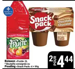 Pasquier Boisson Fruité 2L * Bouteille consignée ou Pouding Snack Pack 4 × 99g offer