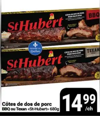 Pasquier Côtes de dos de porc BBQ ou Texan St-Hubert offer