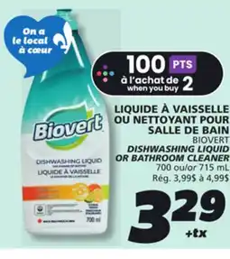 IGA BIOVERT DISHWASHING LIQUID OR BATHROOM CLEANER offer
