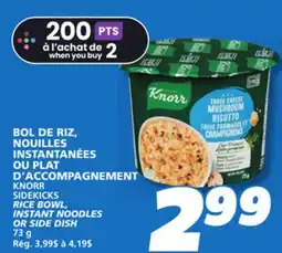 IGA KNORR SIDEKICKS RICE BOWL, INSTANT NOODLES OR SIDE DISH offer