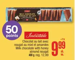 Jean Coutu IRRESISTIBLE Milk chocolate with honey almond nougat offer