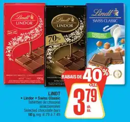 Jean Coutu LINDT Selected chocolate bars offer