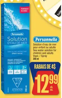 Jean Coutu Personnelle Sea water solution for children and adults offer