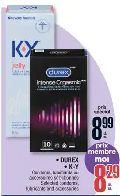 Jean Coutu DUREX, K-Y Selected condoms, lubricants and accessories offer