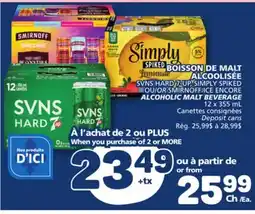 Marché Bonichoix SVNS HARD 7-UP, SIMPLY SPIKED OR SMIRNOFF ICE ENCORE ALCOHOLIC MALT BEVERAGE offer