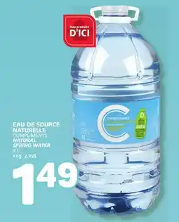 Marché Bonichoix COMPLIMENTS NATURAL SPRING WATER offer