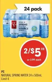 Shoppers Drug Mart PC natural spring water offer