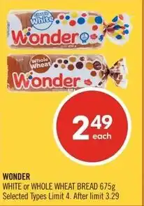 Shoppers Drug Mart Wonder white or whole wheat bread offer