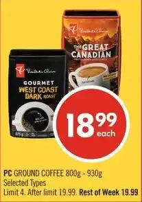 Shoppers Drug Mart PC ground coffee offer