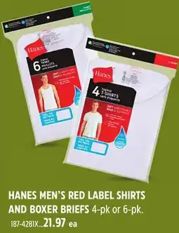 Canadian Tire HANES MEN'S RED LABEL SHIRTS AND BOXER BRIEFS offer