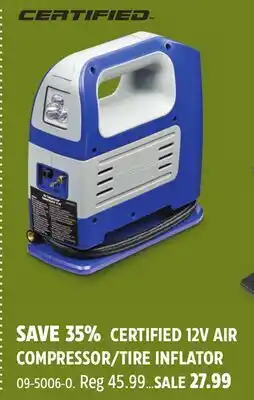 Canadian Tire CERTIFIED 12V AIR COMPRESSOR/TIRE INFLATOR offer