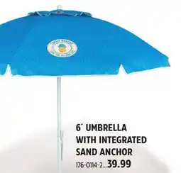 Canadian Tire TOMMY BAHAMA 6´ UMBRELLA WITH INTEGRATED SAND ANCHOR offer