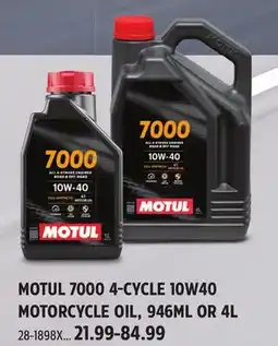 Canadian Tire MOTUL 7000 4-CYCLE 10W40 MOTORCYCLE OIL,946ML OR 4L offer