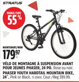 Canadian Tire VÉLO DE MONTAGNE À SUSPENSION AVANT POUR JEUNES PHASER STRATUS, 24 PO offer