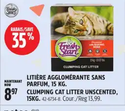 Canadian Tire LITIÈRE AGGLOMÉRANTE SANS PARFUM, 15 KG FRESH START offer
