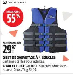 Canadian Tire GILET DE SAUVETAGE À 4BOUCLES OUTBOUND offer