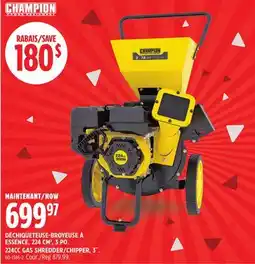 Canadian Tire DÉCHIQUETEUSE-BROYEUSE À ESSENCE, 224CM3, 3PO CHAMPION offer