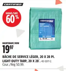Canadian Tire BÂCHE DE SERVICE LÉGER, 20X28PI CERTIFIED offer