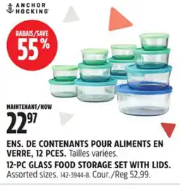 Canadian Tire ANCHOR HOCKING ENS. DE CONTENANTS POUR ALIMENTS EN VERRE, 12 PCES offer