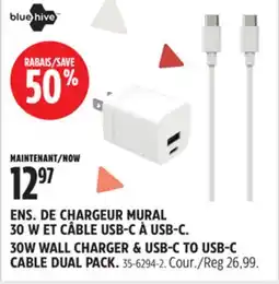 Canadian Tire BLUEHIVE ENS. DE CHARGEUR MURAL 30 W ET CABLE USB-C À USB-C offer