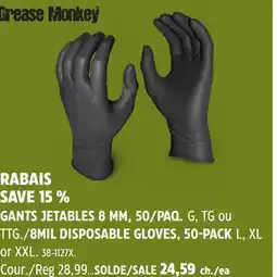 Canadian Tire 8MIL DISPOSABLE GLOVES, 50-PACK L, XL or XXL offer