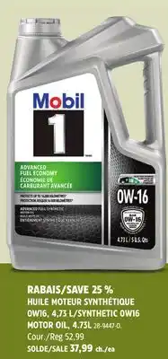 Canadian Tire SYNTHETIC 0W16 MOTOR OIL offer