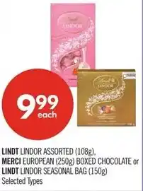 Shoppers Drug Mart Lindt lindor assorted, merci european (250g) boxed chocolate lindt lindor seasonal bag offer