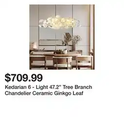 Wayfair Kedarian 6 - Light 47.2 Tree Branch Chandelier Ceramic Ginkgo Leaf offer