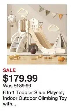 Wayfair 6 In 1 Toddler Slide Playset, Indoor Outdoor Climbing Toy with Basketball Hoop offer