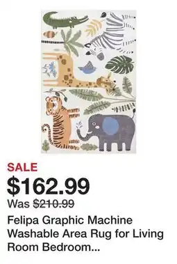 Wayfair Felipa Graphic Machine Washable Area Rug for Living Room Bedroom Dining Room Nursery Kitchen offer