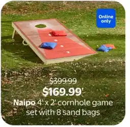 Walmart Naipo 4'x2'cornhole game set with 8 sand bags offer