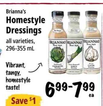 Farm Boy Brianna's Homestyle Dressings offer
