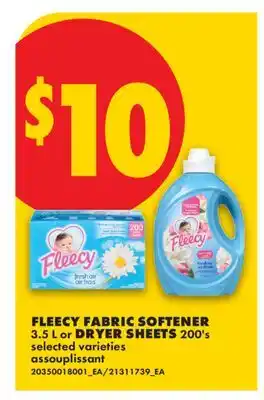 No Frills FLEECY FABRIC SOFTENER, 3.5 L or DRYER SHEETS, 200' s offer