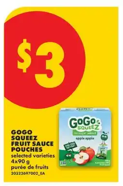 No Frills GOGO SQUEEZ FRUIT SAUCE POUCHES offer