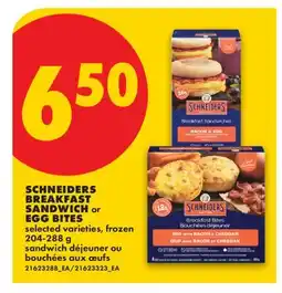 No Frills SCHNEIDERS BREAKFAST SANDWICH or EGG BITES offer