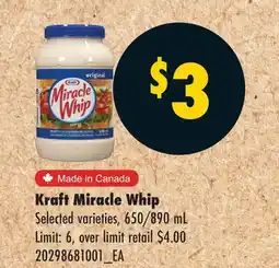 No Frills KRAFT MIRACLE WHIP, 650/890 ML offer