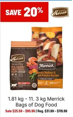 Ren’s Pets Depot Merrick Bags of Dog Food offer