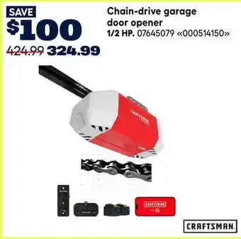 RONA Craftsman Chain-drive garage door opener 1/2 HP offer