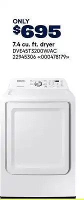 RONA Samsung 7.4 cu. ft. dryer offer