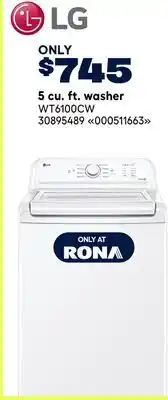 RONA LG 5 cu. ft. washer offer