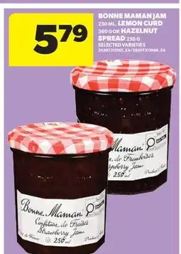 Real Canadian Superstore BONNE MAMAN JAM, 250 ML, LEMON CURD, 360 G OR HAZELNUT SPREAD, 250 G offer