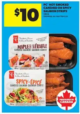 Real Canadian Superstore PC HOT SMOKED CANDIED OR SPICY SALMON STRIPS offer