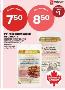 Real Canadian Superstore PC FREE FROM SLICED DELI MEATS offer