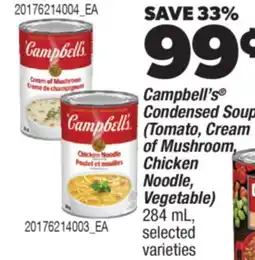 Real Canadian Superstore CAMPBELL'S CONDENSED SOUPS TOMATO, CREAM OF MUSHROOM, CHICKEN NOODLE, VEGETABLE offer