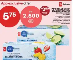 Real Canadian Superstore PC OR BLUE MENU SPARKLING WATER offer