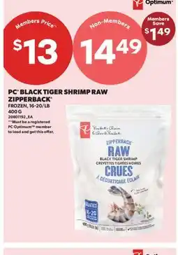 Real Canadian Superstore PC BLACK TIGER SHRIMP RAW ZIPPERBACK offer